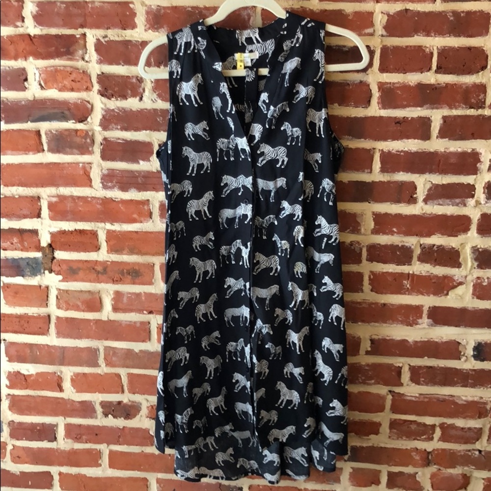 Anthropologie Porridge Zebra Print Shirt Dress | Button Front Hi-Low | Size 10